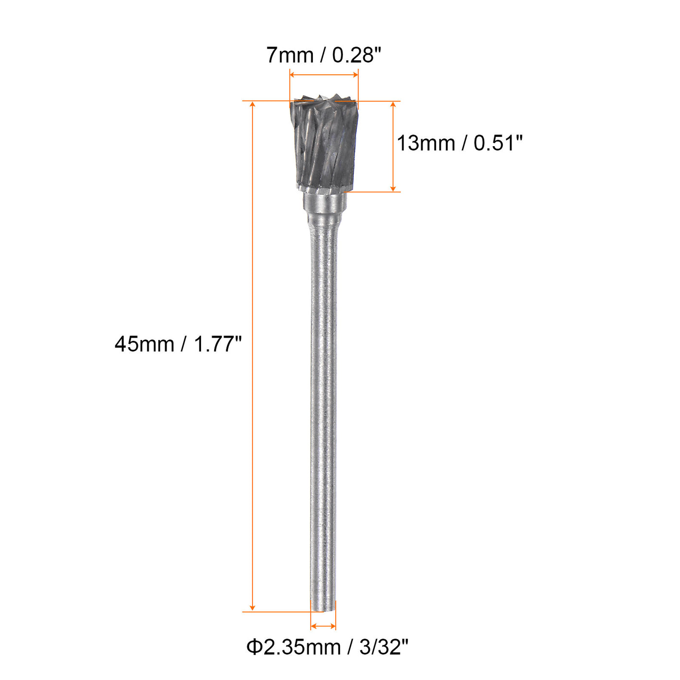 Harfington 5pcs 1/4" (6mm) Head 3/32" (2.35mm) Shank N-Shape Double Cut Carbide Rotary Burr