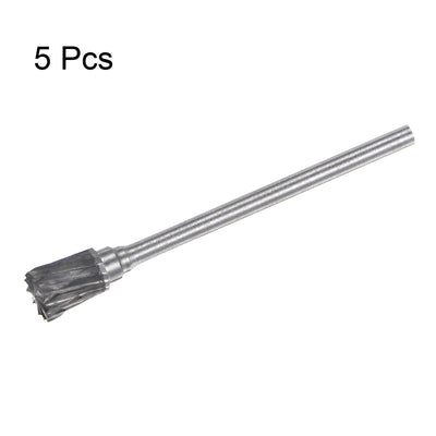 Harfington 5pcs 1/4" (6mm) Head 3/32" (2.35mm) Shank N-Shape Double Cut Carbide Rotary Burr