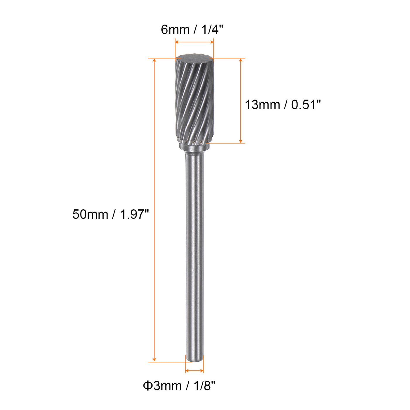 Harfington 10pcs 1/4" (6mm) Head 1/8" (3mm) Shank A-Shape Single Cut Carbide Rotary Burrs