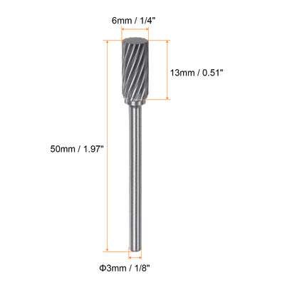 Harfington 10pcs 1/4" (6mm) Head 1/8" (3mm) Shank A-Shape Single Cut Carbide Rotary Burrs