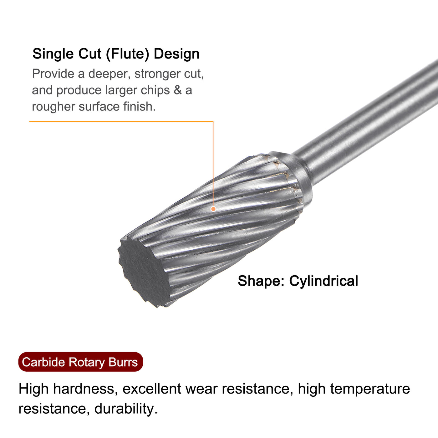 Harfington 10pcs 1/4" (6mm) Head 1/8" (3mm) Shank A-Shape Single Cut Carbide Rotary Burrs