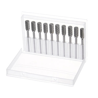 Harfington 10pcs 1/4" (6mm) Head 1/8" (3mm) Shank A-Shape Single Cut Carbide Rotary Burrs