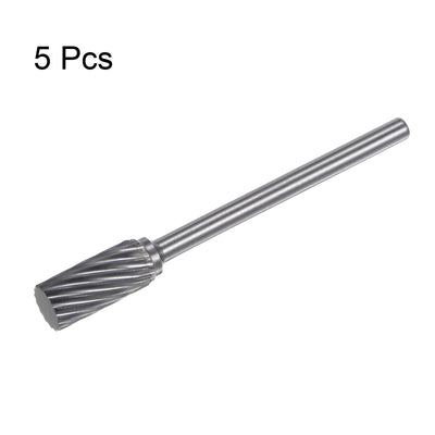 Harfington 5pcs 1/4" (6mm) Head 1/8" (3mm) Shank A-Shape Single Cut Carbide Rotary Burrs