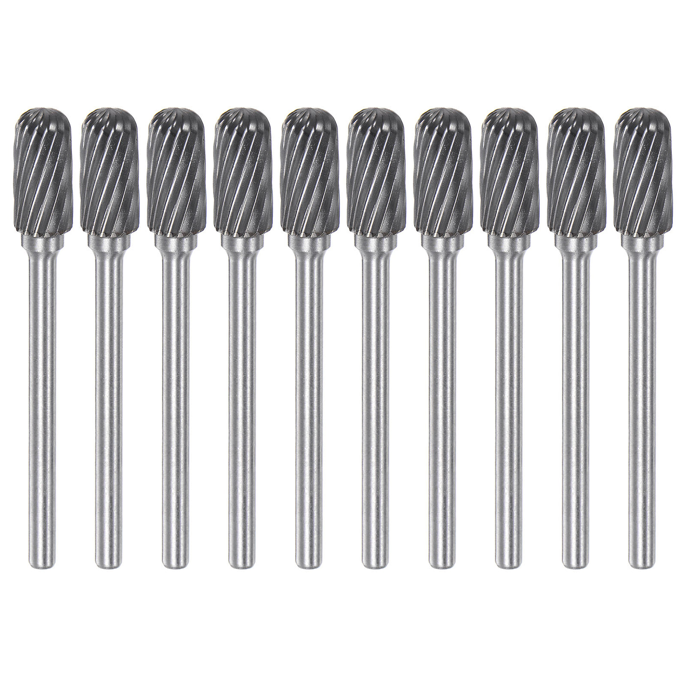 Harfington 10pcs 1/4" (6mm) Head 1/8" (3mm) Shank C-Shape Single Cut Carbide Rotary Burrs