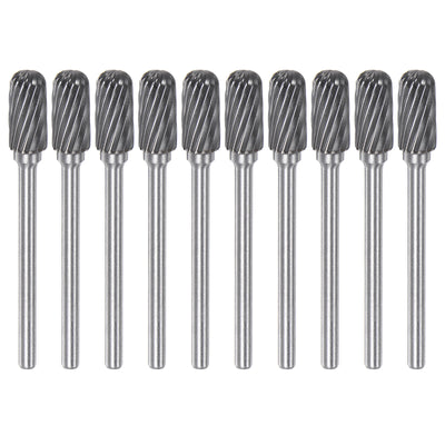 Harfington 10pcs 1/4" (6mm) Head 1/8" (3mm) Shank C-Shape Single Cut Carbide Rotary Burrs