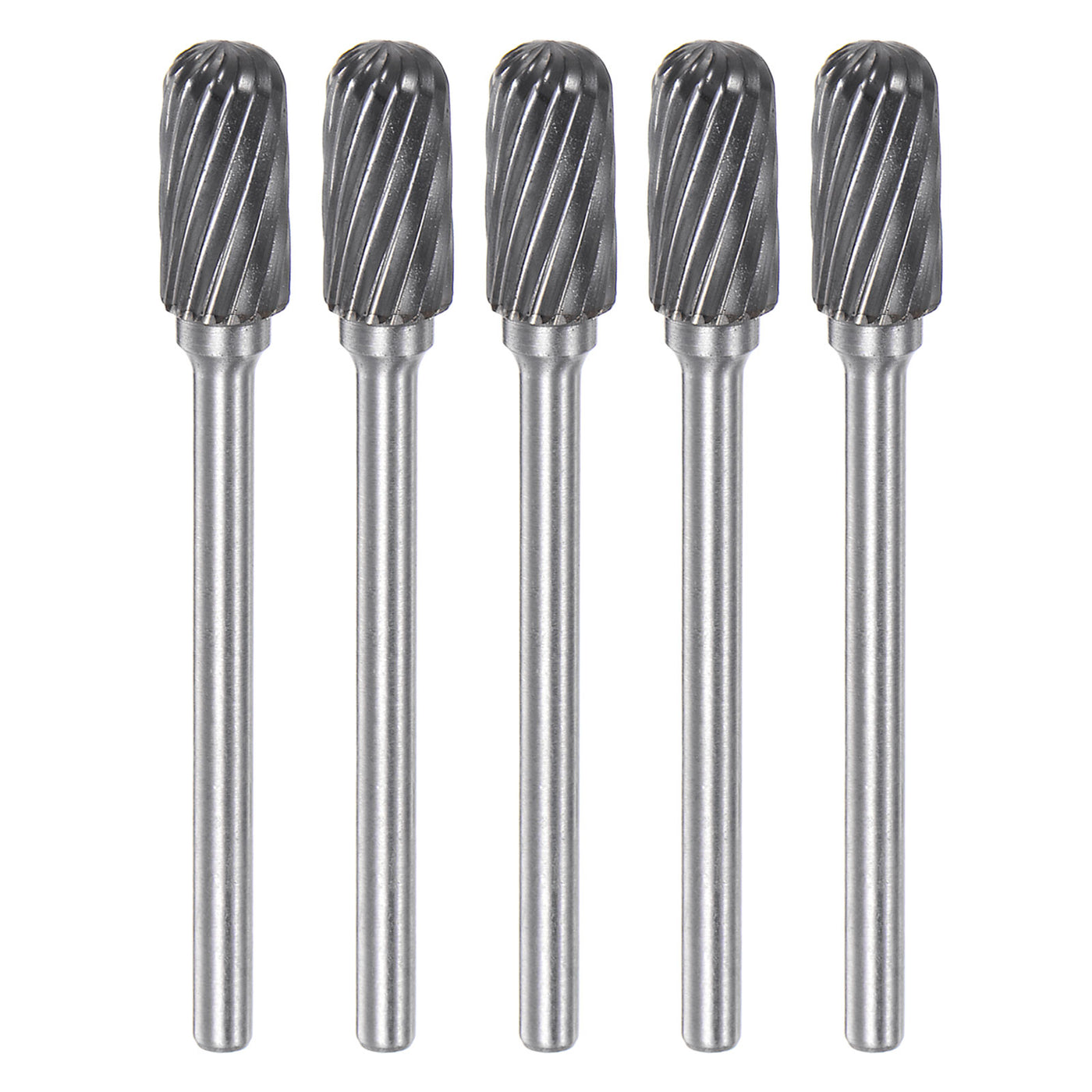 Harfington 5pcs 1/4" (6mm) Head 1/8" (3mm) Shank C-Shape Single Cut Carbide Rotary Burrs