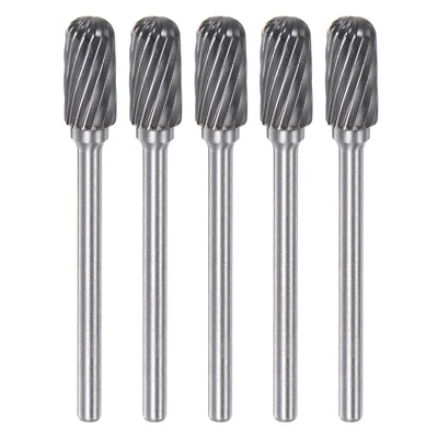 Harfington 5pcs 1/4" (6mm) Head 1/8" (3mm) Shank C-Shape Single Cut Carbide Rotary Burrs