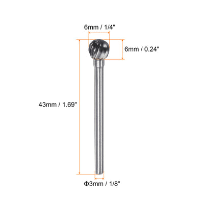 Harfington 10pcs 1/4" (6mm) Head 1/8" (3mm) Shank D-Shape Single Cut Carbide Rotary Burrs