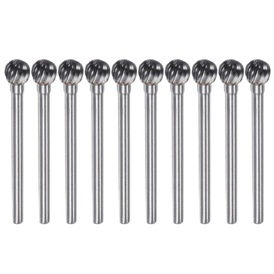 Harfington 10pcs 1/4" (6mm) Head 1/8" (3mm) Shank D-Shape Single Cut Carbide Rotary Burrs