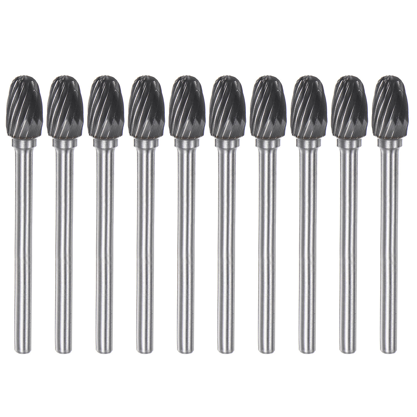 Harfington 10pcs 1/4" (6mm) Head 1/8" (3mm) Shank E-Shape Single Cut Carbide Rotary Burrs