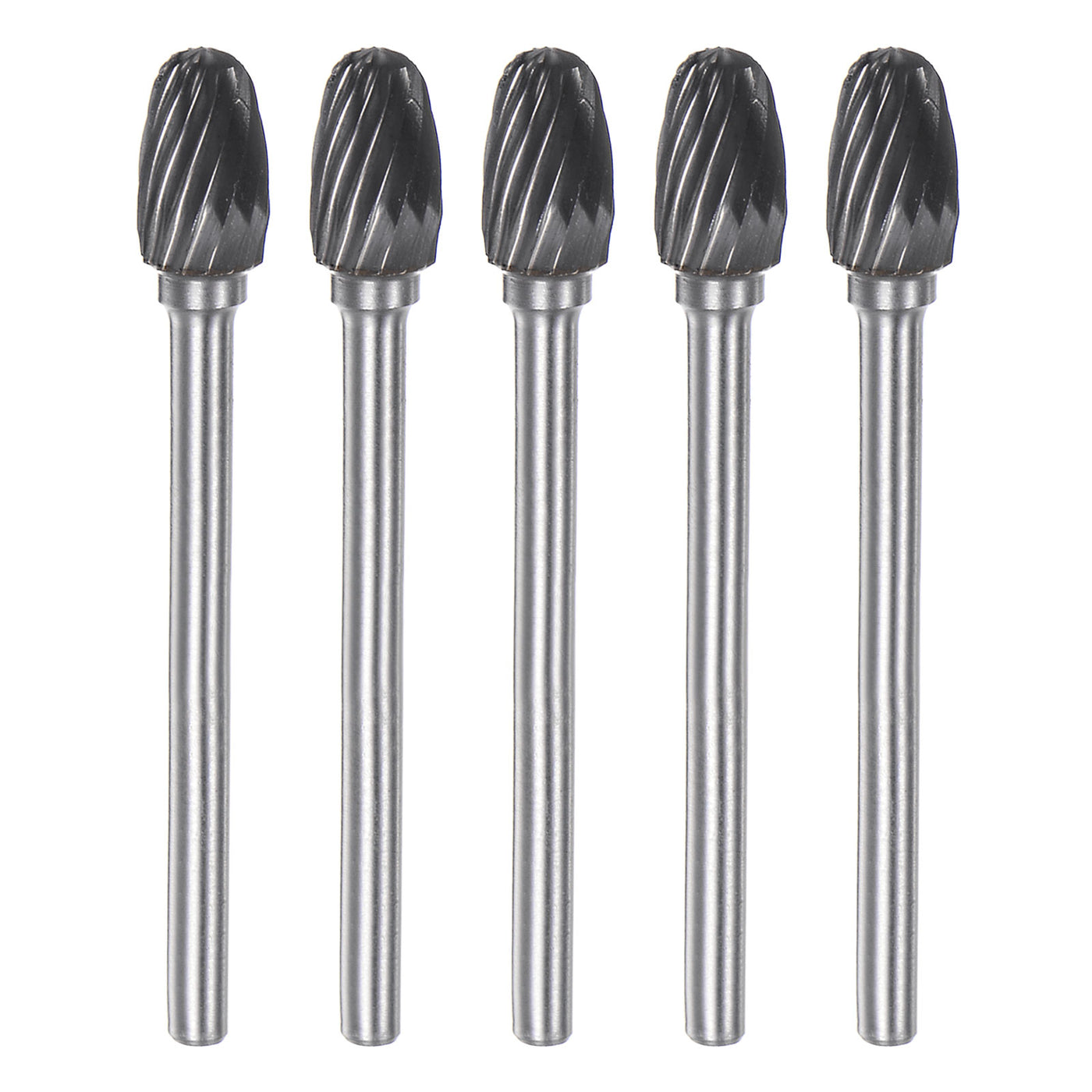 Harfington 5pcs 1/4" (6mm) Head 1/8" (3mm) Shank E-Shape Single Cut Carbide Rotary Burrs