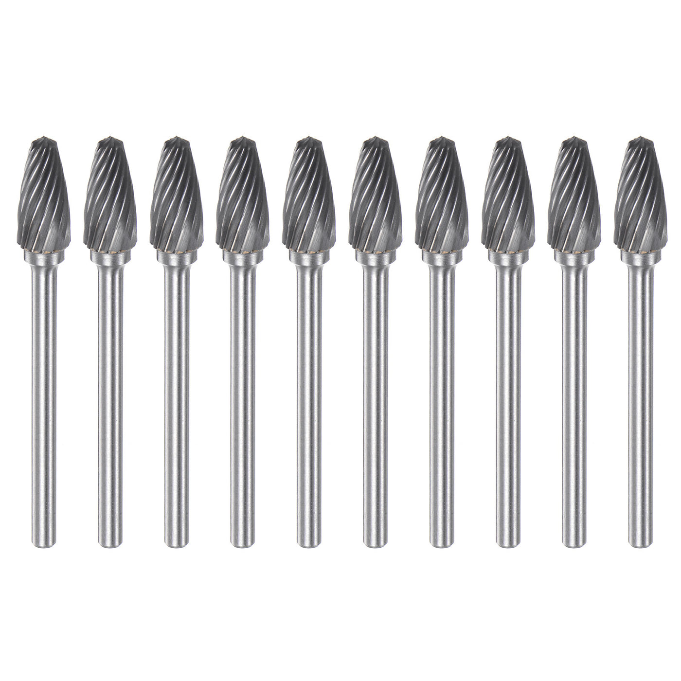 Harfington 10pcs 1/4" (6mm) Head 1/8" (3mm) Shank F-Shape Single Cut Carbide Rotary Burrs