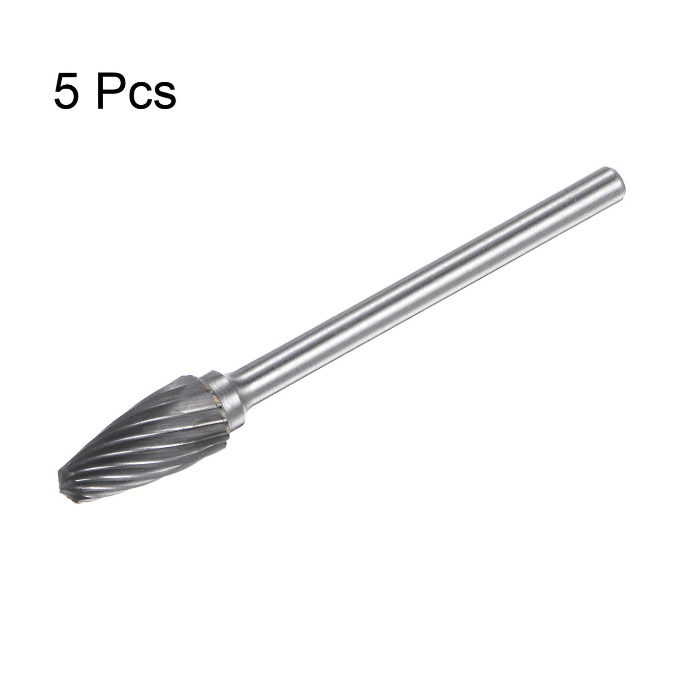 Harfington 5pcs 1/4" (6mm) Head 1/8" (3mm) Shank F-Shape Single Cut Carbide Rotary Burrs