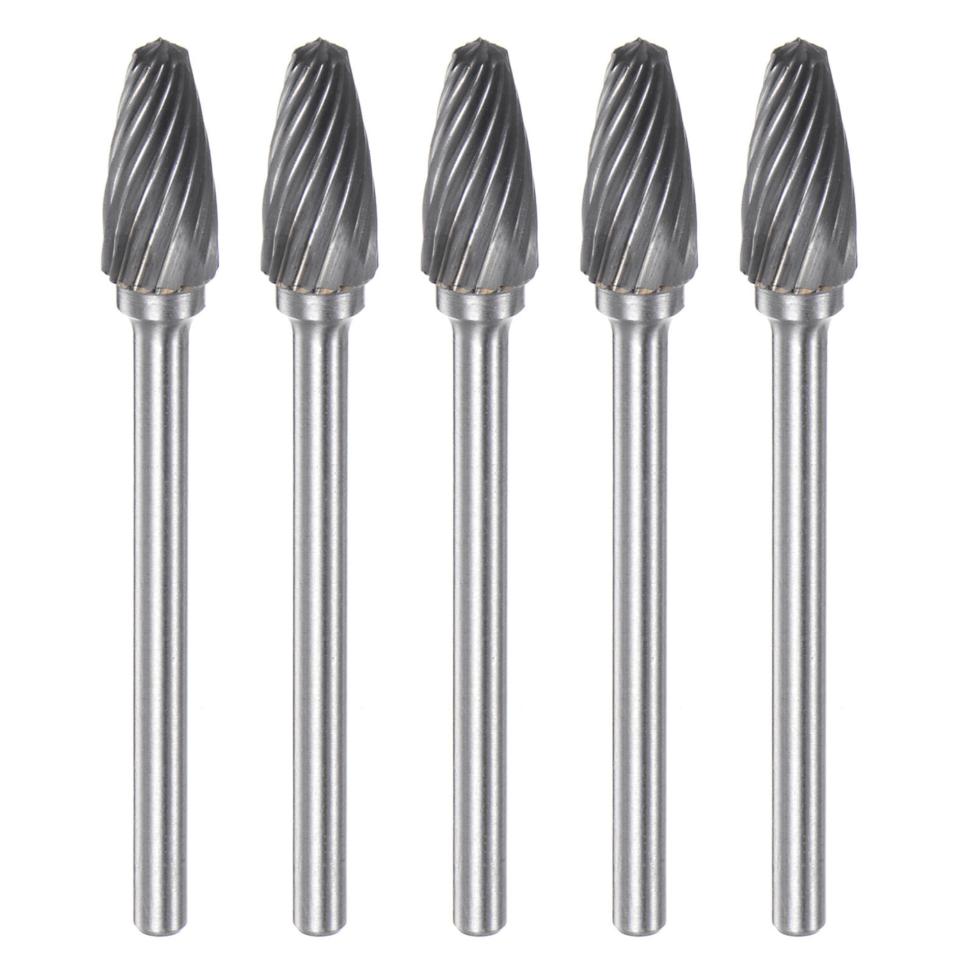 Harfington 5pcs 1/4" (6mm) Head 1/8" (3mm) Shank F-Shape Single Cut Carbide Rotary Burrs