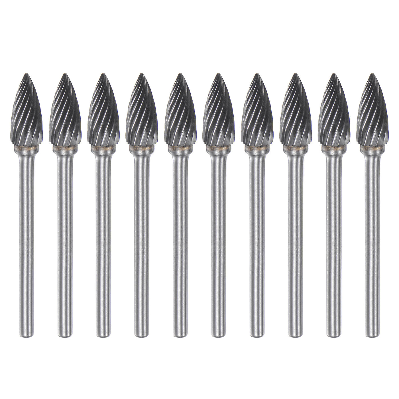 Harfington 10pcs 1/4" (6mm) Head 1/8" (3mm) Shank G-Shape Single Cut Carbide Rotary Burrs