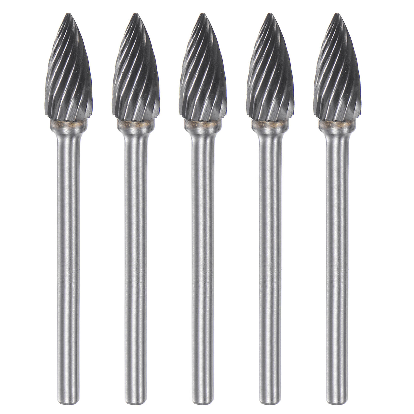 Harfington 5pcs 1/4" (6mm) Head 1/8" (3mm) Shank G-Shape Single Cut Carbide Rotary Burrs