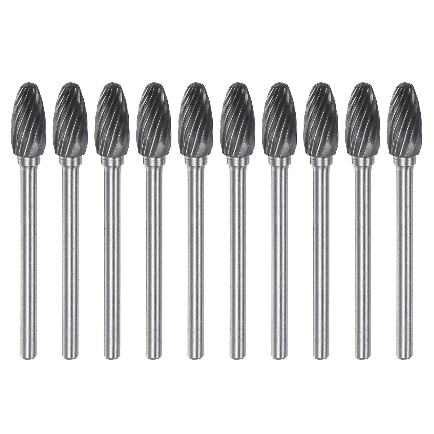 Harfington 10pcs 1/4" (6mm) Head 1/8" (3mm) Shank H-Shape Single Cut Carbide Rotary Burrs