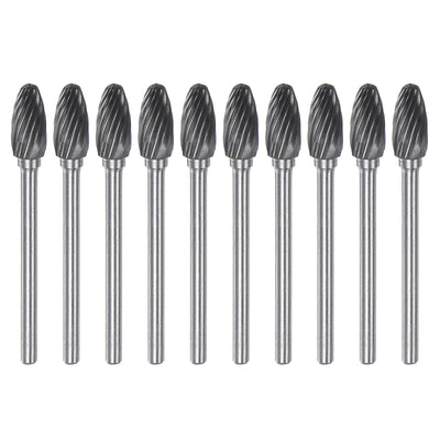 Harfington 10pcs 1/4" (6mm) Head 1/8" (3mm) Shank H-Shape Single Cut Carbide Rotary Burrs