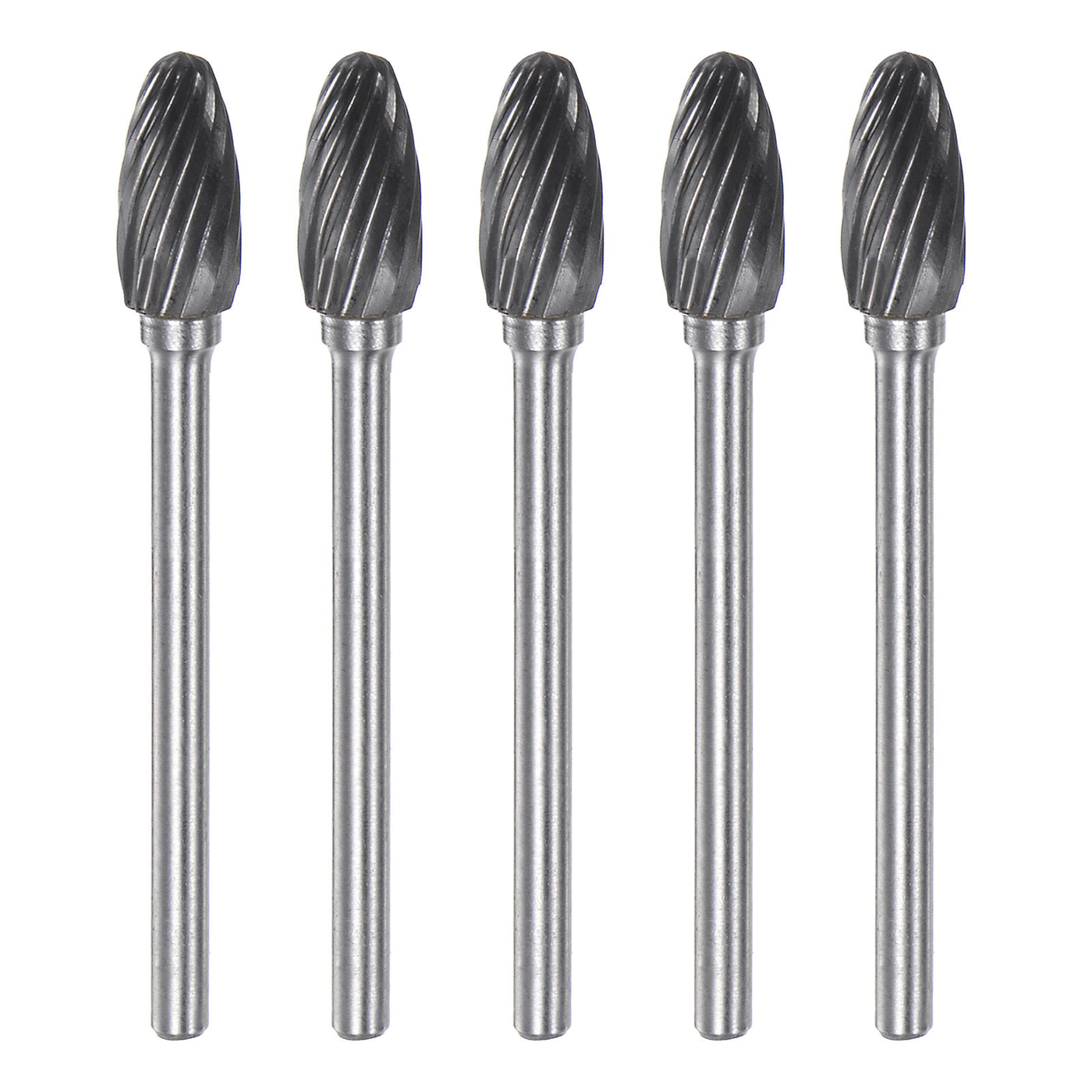 Harfington 5pcs 1/4" (6mm) Head 1/8" (3mm) Shank H-Shape Single Cut Carbide Rotary Burrs