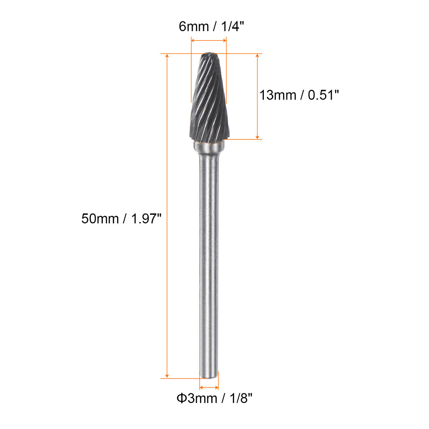 Harfington 10pcs 1/4" (6mm) Head 1/8" (3mm) Shank L-Shape Single Cut Carbide Rotary Burrs