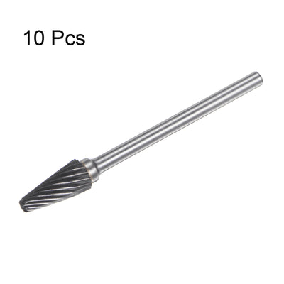 Harfington 10pcs 1/4" (6mm) Head 1/8" (3mm) Shank L-Shape Single Cut Carbide Rotary Burrs