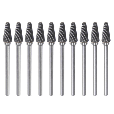 Harfington 10pcs 1/4" (6mm) Head 1/8" (3mm) Shank L-Shape Single Cut Carbide Rotary Burrs