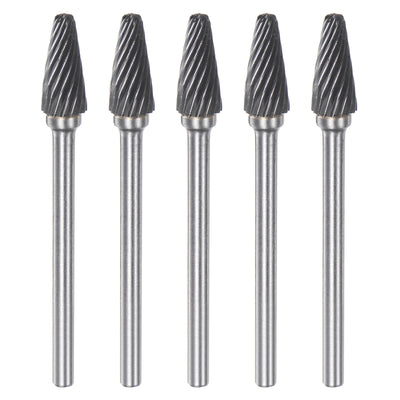 Harfington 5pcs 1/4" (6mm) Head 1/8" (3mm) Shank L-Shape Single Cut Carbide Rotary Burrs