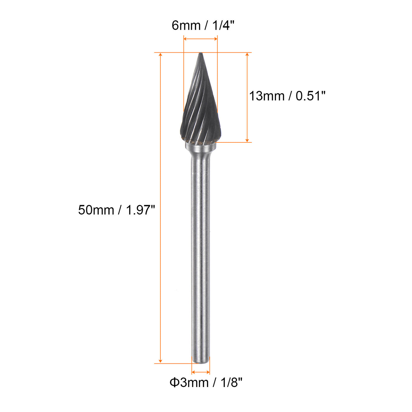 Harfington 10pcs 1/4" (6mm) Head 1/8" (3mm) Shank M-Shape Single Cut Carbide Rotary Burrs