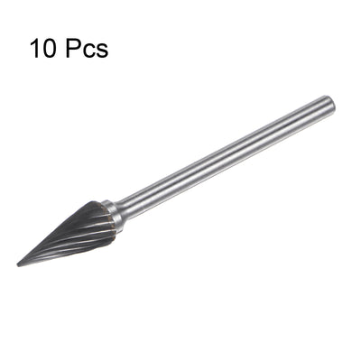 Harfington 10pcs 1/4" (6mm) Head 1/8" (3mm) Shank M-Shape Single Cut Carbide Rotary Burrs