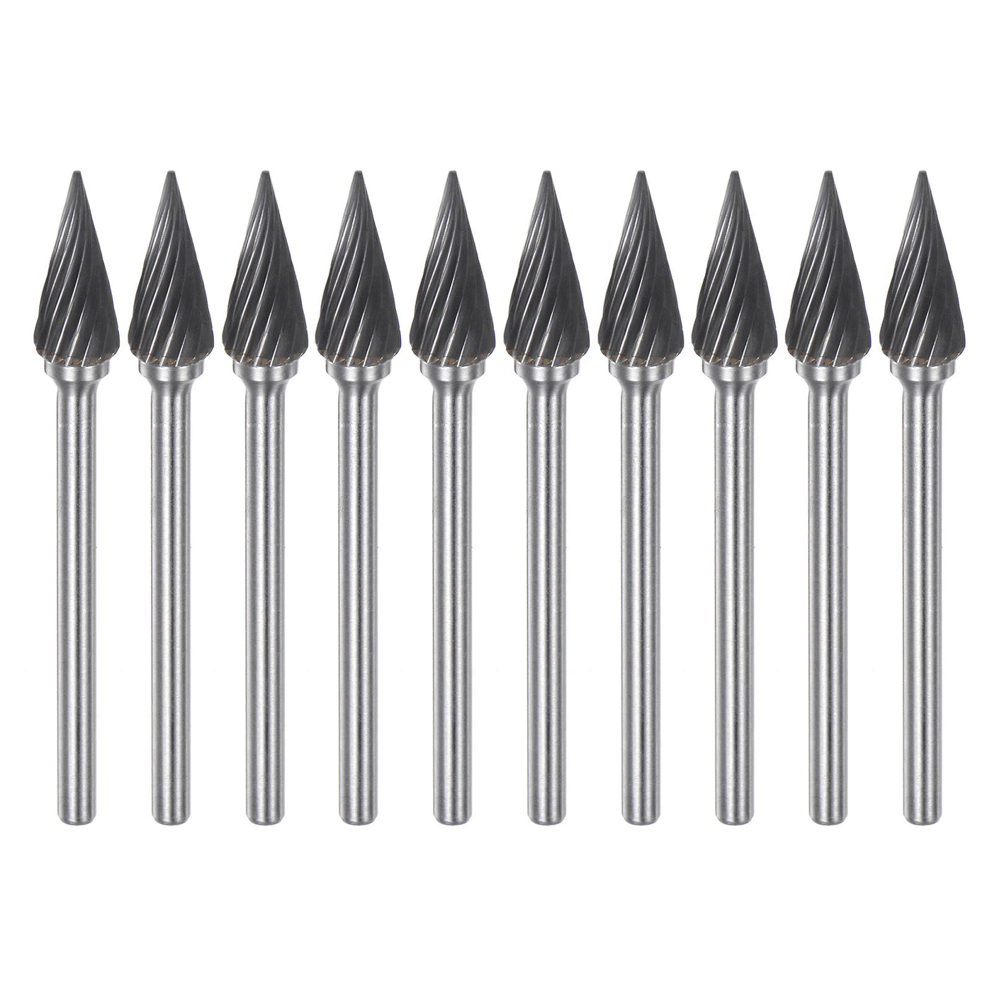 Harfington 10pcs 1/4" (6mm) Head 1/8" (3mm) Shank M-Shape Single Cut Carbide Rotary Burrs