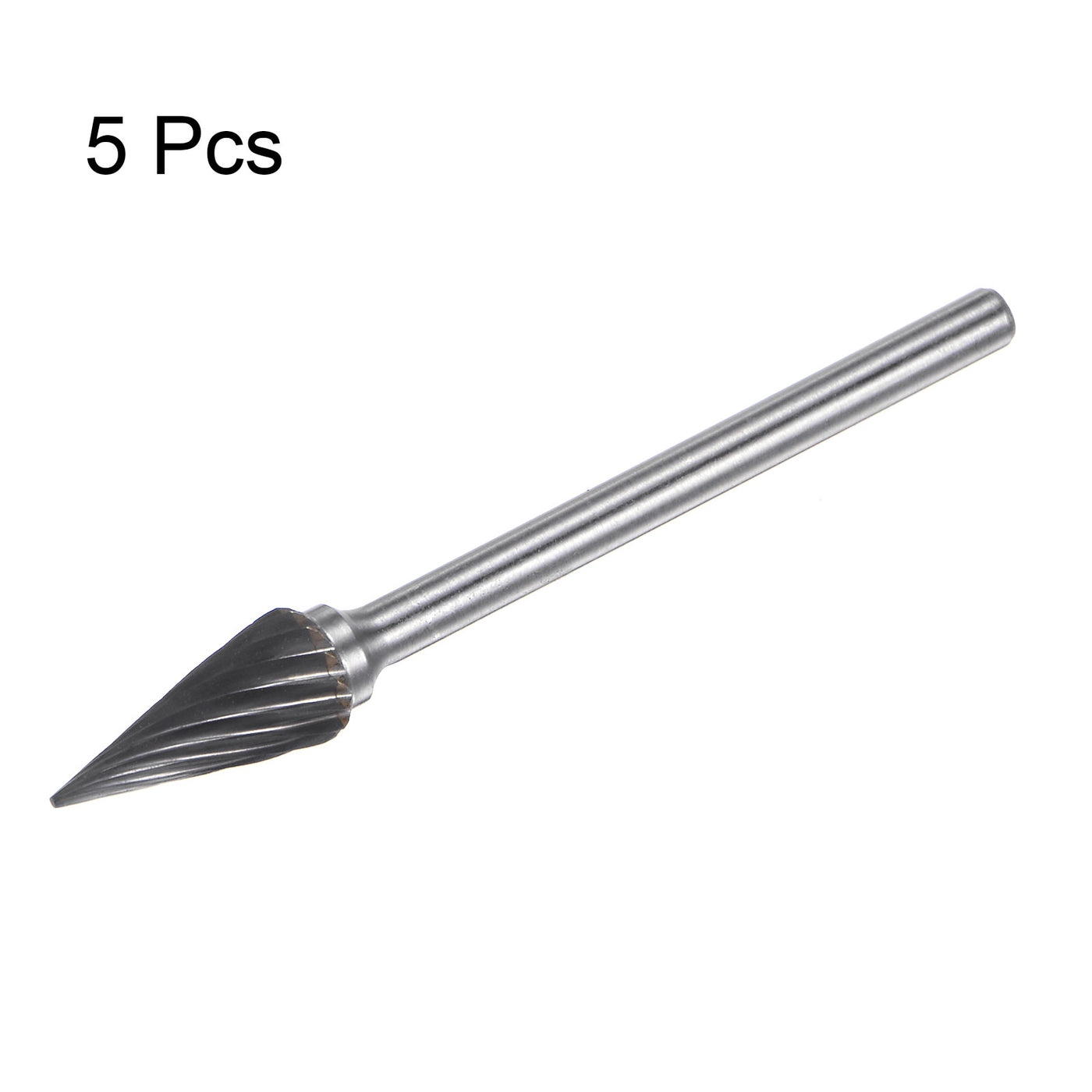 Harfington 5pcs 1/4" (6mm) Head 1/8" (3mm) Shank M-Shape Single Cut Carbide Rotary Burrs