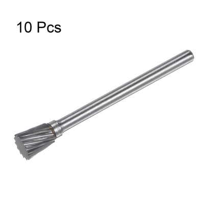 Harfington 10pcs 1/4" (6mm) Head 1/8" (3mm) Shank N-Shape Single Cut Carbide Rotary Burrs