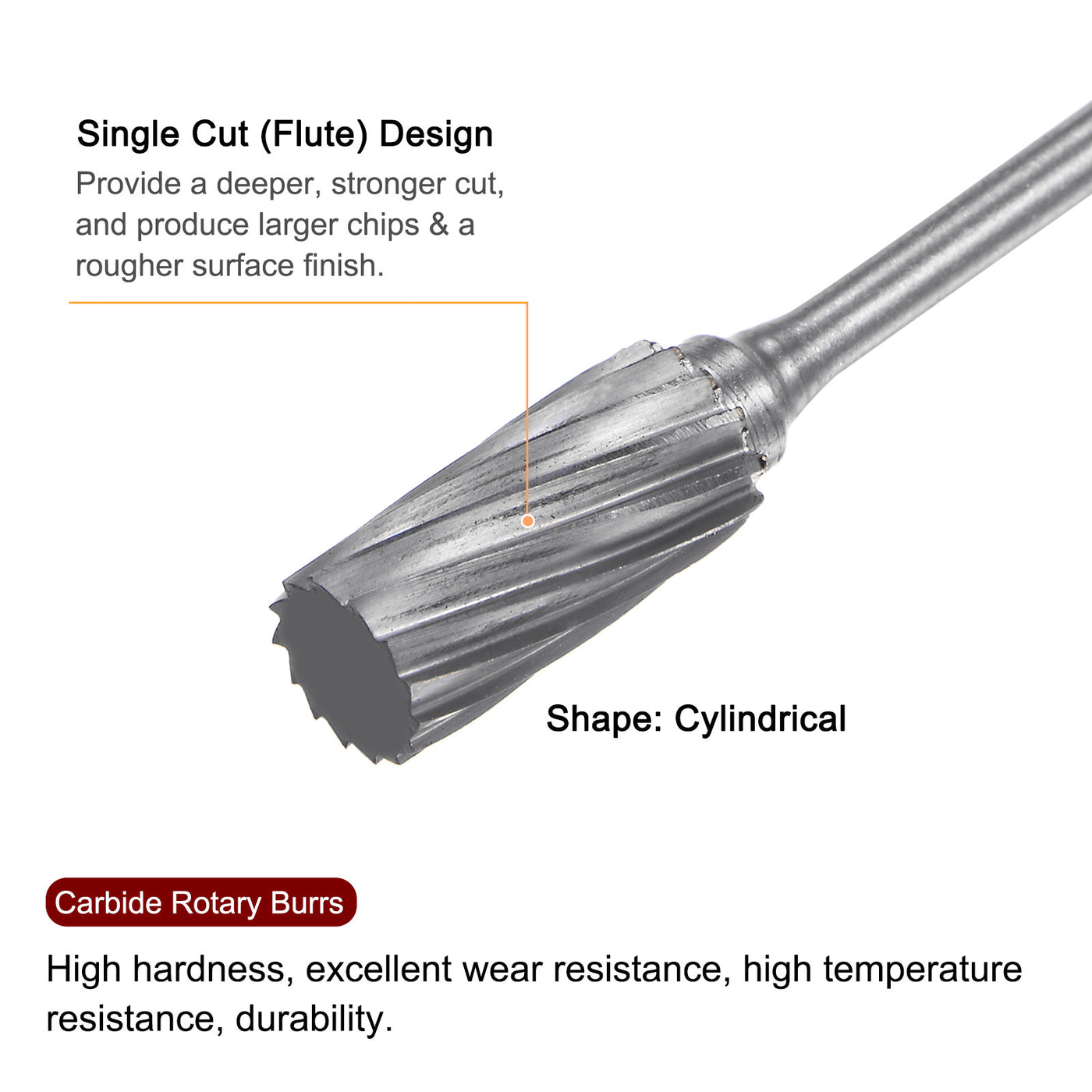 Harfington 10pcs 1/4" Head 3/32" (2.35mm) Shank A-Shape Single Cut Carbide Rotary Burrs