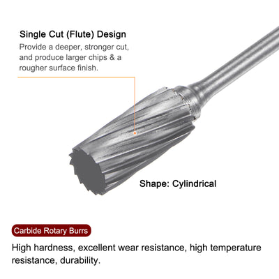 Harfington 10pcs 1/4" Head 3/32" (2.35mm) Shank A-Shape Single Cut Carbide Rotary Burrs