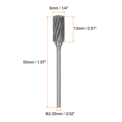 Harfington 5pcs 1/4" (6mm) Head 3/32" (2.35mm) Shank A-Shape Single Cut Carbide Rotary Burr