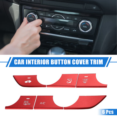 Harfington 6 Pcs Car Interior Dashboard AC Panel Switch Button Cover Decor Trim Compatible for Honda CR-V 2023, Durable Aluminum Alloy Red