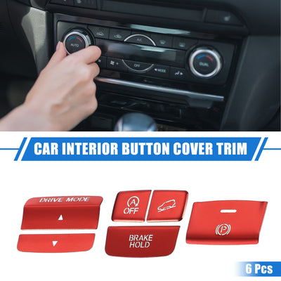 Harfington 6 Pcs Car Center Console Electronic Handbrake Drive Mode Switch Button Cover Trim Compatible for Honda CR-V 2023, Durable Aluminum Alloy Red