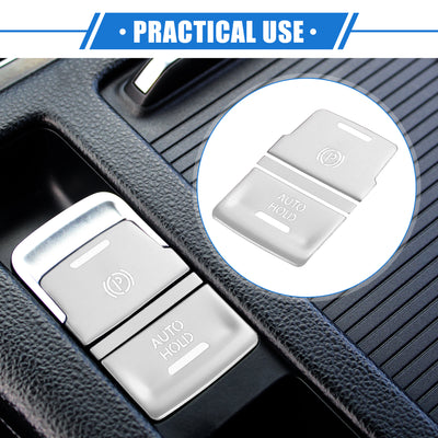 Harfington 3 Pcs Car Center Console Electronic Handbrake Switch Button Cover Trim Compatible for VW Arteon CC 2019-2023, Durable Aluminum Alloy Silver Tone