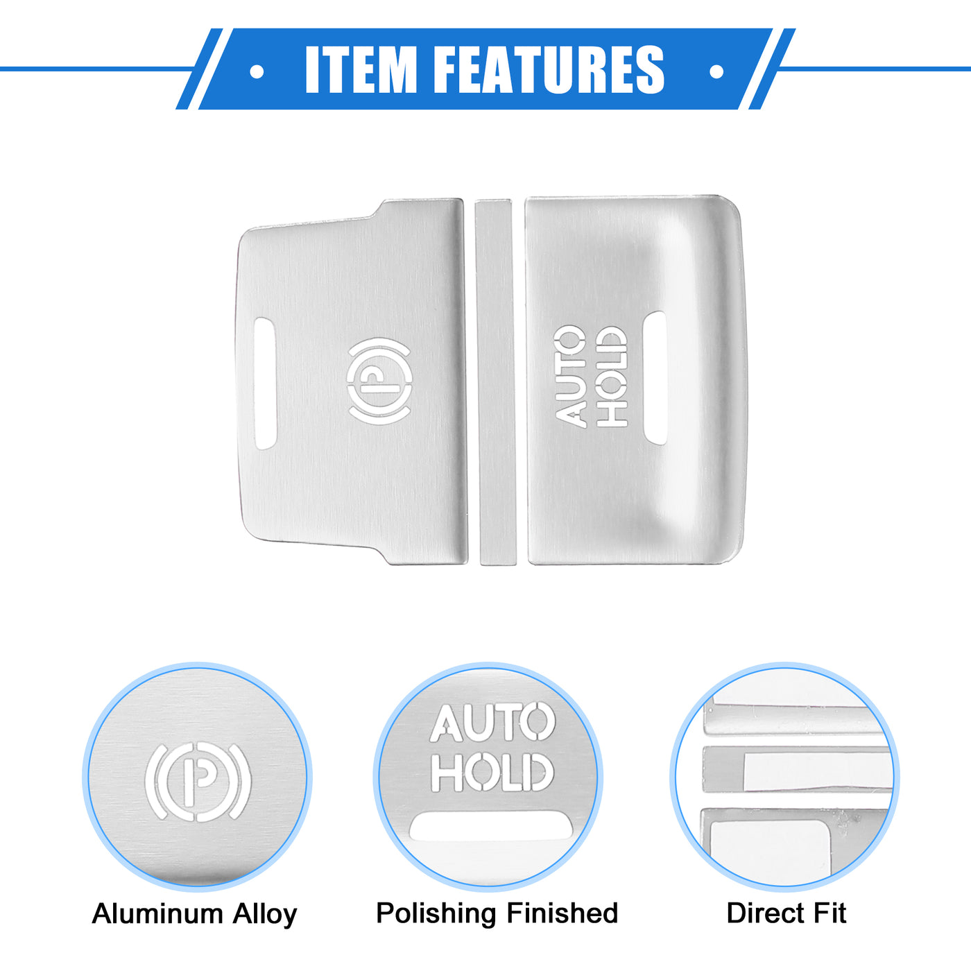 VekAuto 3 Pcs Car Center Console Electronic Handbrake Switch Button Cover Trim Compatible for VW Arteon CC 2019-2023, Durable Aluminum Alloy Silver Tone