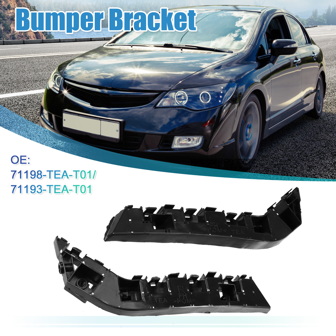 X AUTOHAUX 1 Pair Left Right Side Car Front Bumper Mounting Support Bracket NO.71198-TEA-T01/71193-TEA-T01 for Honda Civic 2017-2021