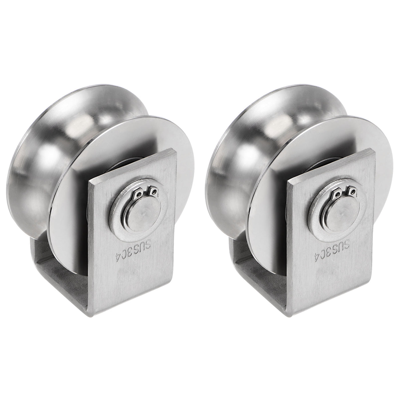 Harfington 2pcs 2.7" U-Groove Wheel Sliding Gate Caster for Inverted 0.98" U-Track, Silver