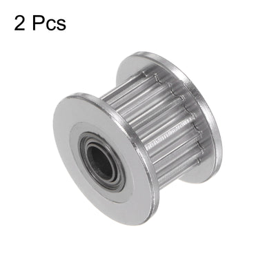 Harfington 2pcs 2GT Idler Pulley 16 Teeth 3mm Bore 13mm Dia. 6mm Width Belt, Silver Tone