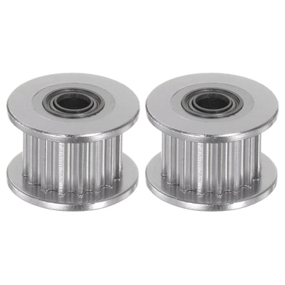 Harfington 2pcs 2GT Idler Pulley 16 Teeth 3mm Bore 13mm Dia. 6mm Width Belt, Silver Tone