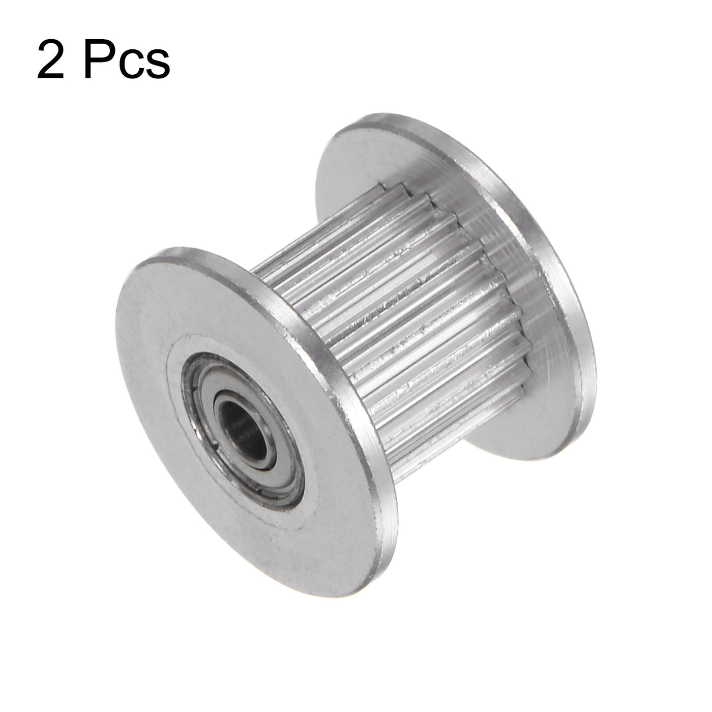 Harfington 2pcs 2GT Idler Pulley 20 Teeth 5mm Bore 18mm Dia. 10mm Width Belt, Silver Tone