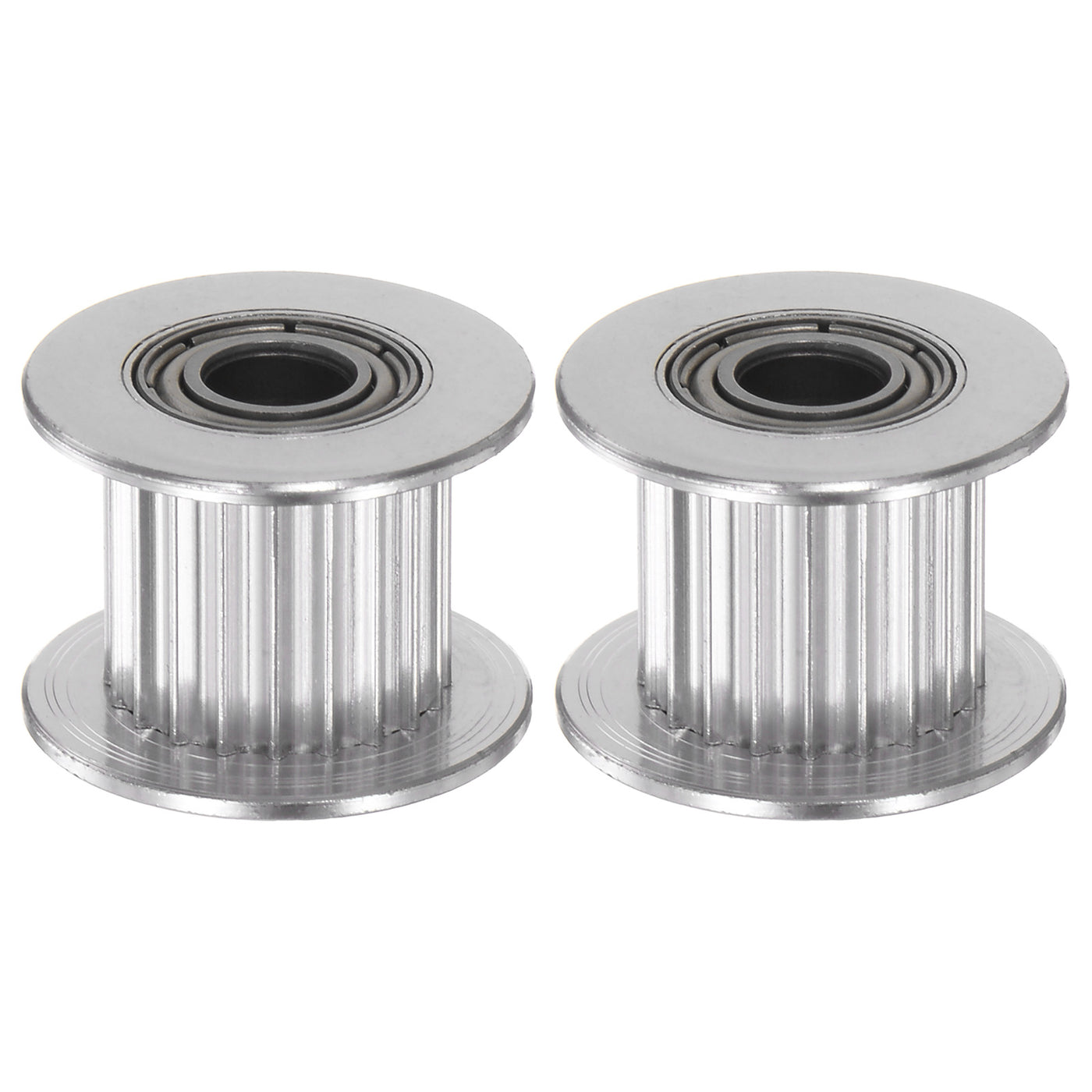 Harfington 2pcs 2GT Idler Pulley 20 Teeth 5mm Bore 18mm Dia. 10mm Width Belt, Silver Tone