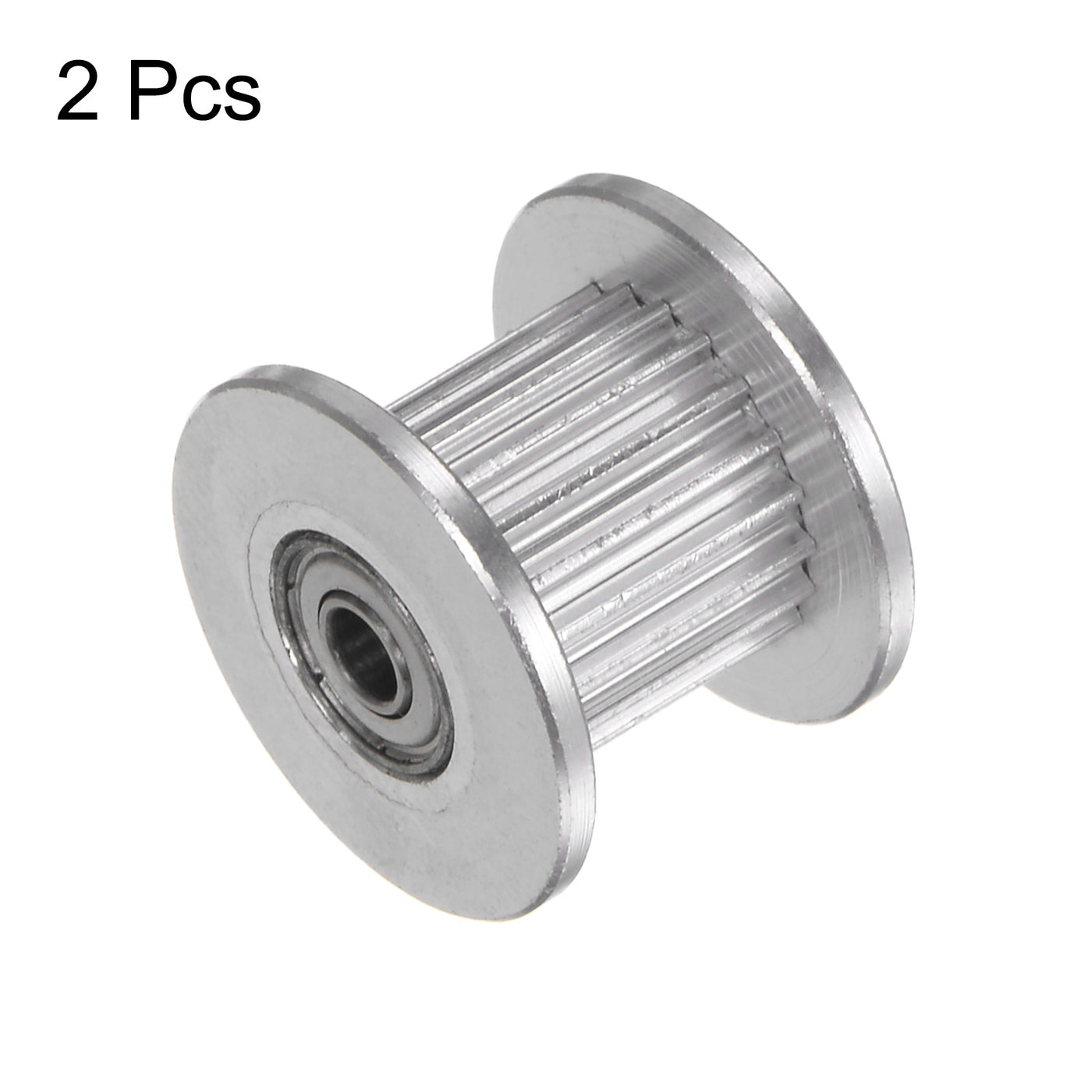 Harfington 2pcs 2GT Idler Pulley 20 Teeth 3mm Bore 18mm Dia. 10mm Width Belt, Silver Tone