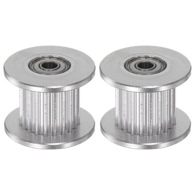 Harfington 2pcs 2GT Idler Pulley 20 Teeth 3mm Bore 18mm Dia. 10mm Width Belt, Silver Tone