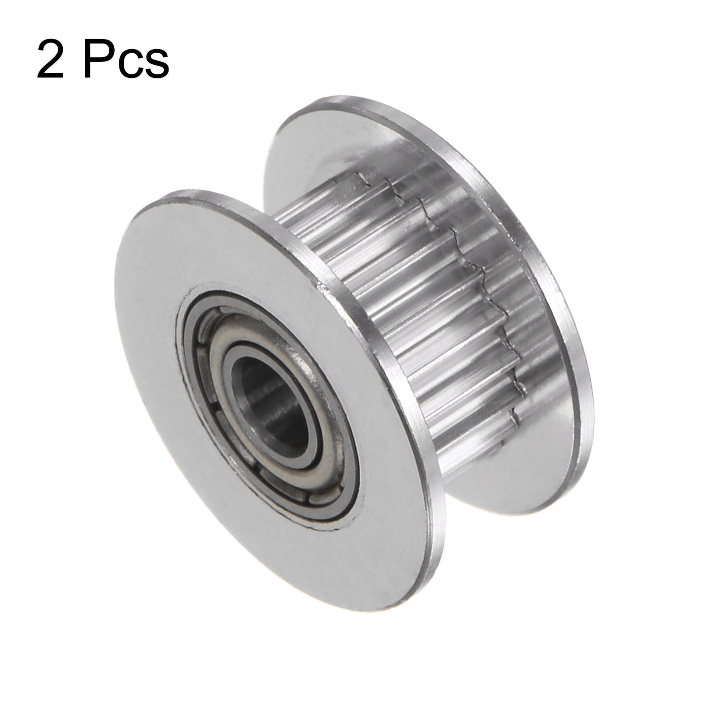 Harfington 2pcs 2GT Idler Pulley 20 Teeth 4mm Bore 18mm Dia. 6mm Width Belt, Silver Tone