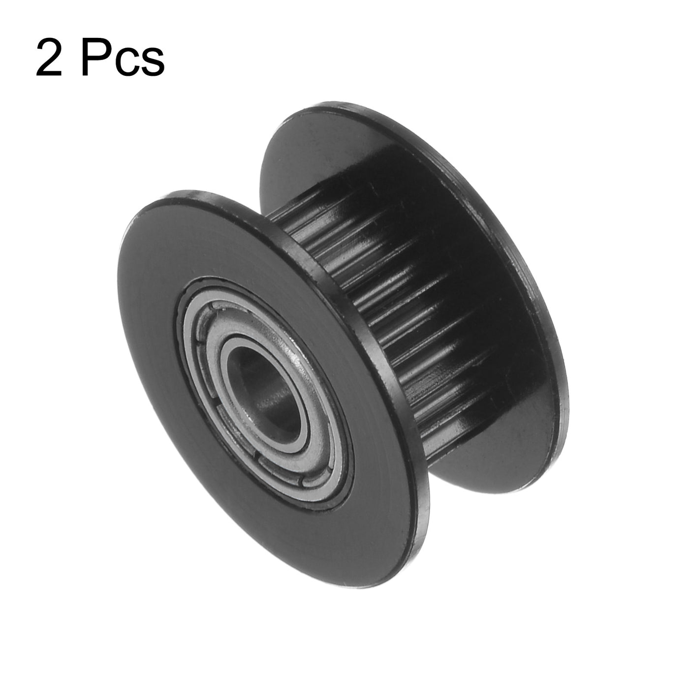 Harfington 2pcs 2GT Idler Pulley 20 Teeth 4mm Bore 18mm Dia. 6mm Width Belt, Black