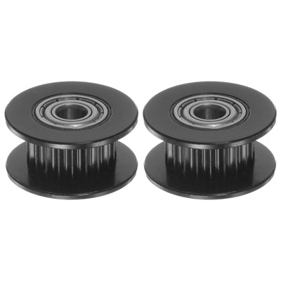 Harfington 2pcs 2GT Idler Pulley 20 Teeth 4mm Bore 18mm Dia. 6mm Width Belt, Black